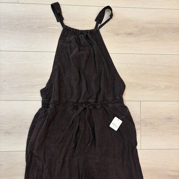 Free People Bib Overall Halter Jumpsuit in Chocolate Brown - Picture 3 of 7